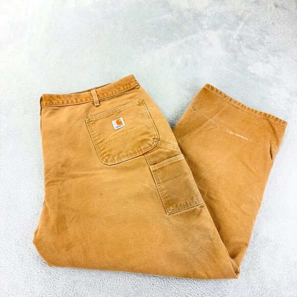 Vintage Carhartt Men's Sz 45x27 B01-BRN Double Knee Carpenter Pants Made in USA - Picture 7 of 14